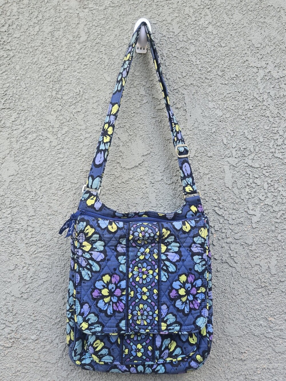 Vera Bradley Retired Blue Purple "Indigo Pop" Mailbag Satchel Handbag Crossbody